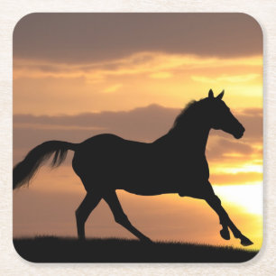 Pferd im Sonnenuntergang Rechteckiger Pappuntersetzer