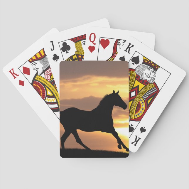 Pferd im Sonnenuntergang Spielkarten (Rückseite)