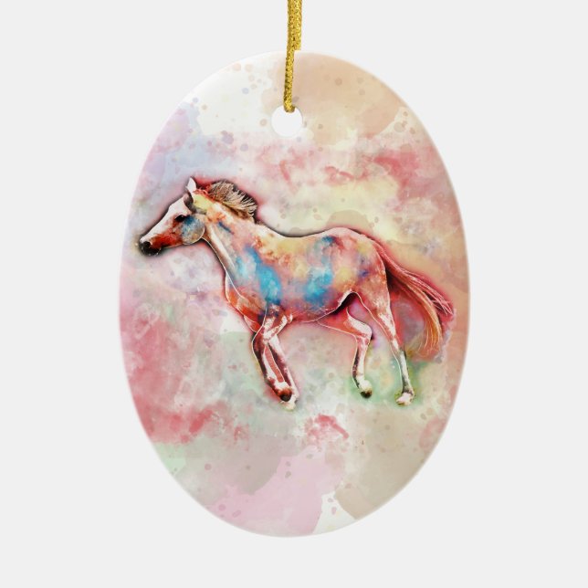 Pferd in Aquarell Keramik Ornament (Vorne)