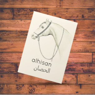 Pferd in Arabisch - Vintage Abbildung Postkarte