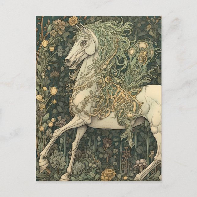Pferd in Blumen Postkarte (Vorderseite)