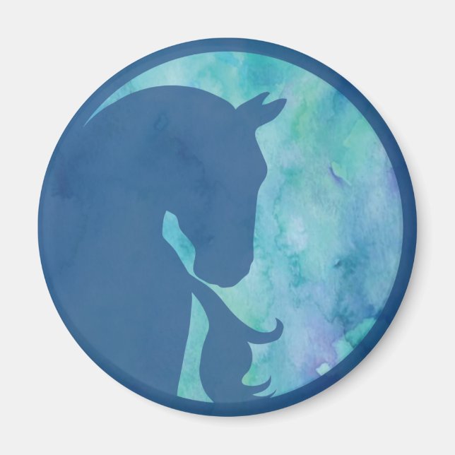 Pferd in Circle - Blau Magnet (Vorne)