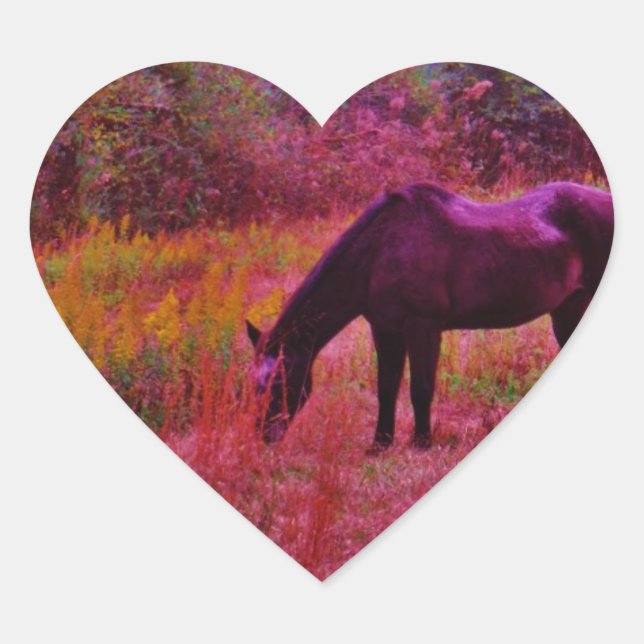 Pferd in einem kaleidoskopfarbenen Feld Herz-Aufkleber (Vorderseite)