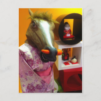 Pferd in einem Kimono Postkarte