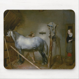 Pferd in einem Stall, c.1652-54 (Öl auf Platte) Mousepad
