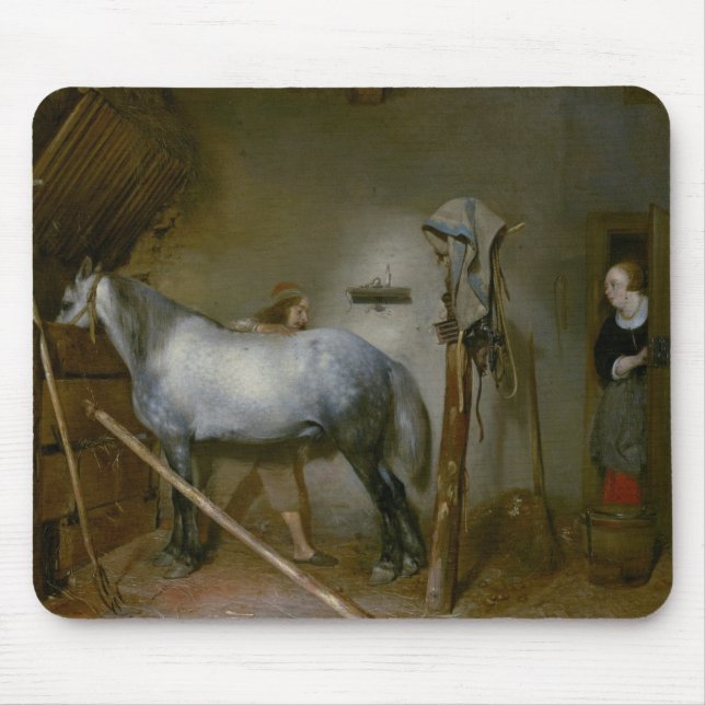 Pferd in einem Stall, c.1652-54 (Öl auf Platte) Mousepad (Vorne)