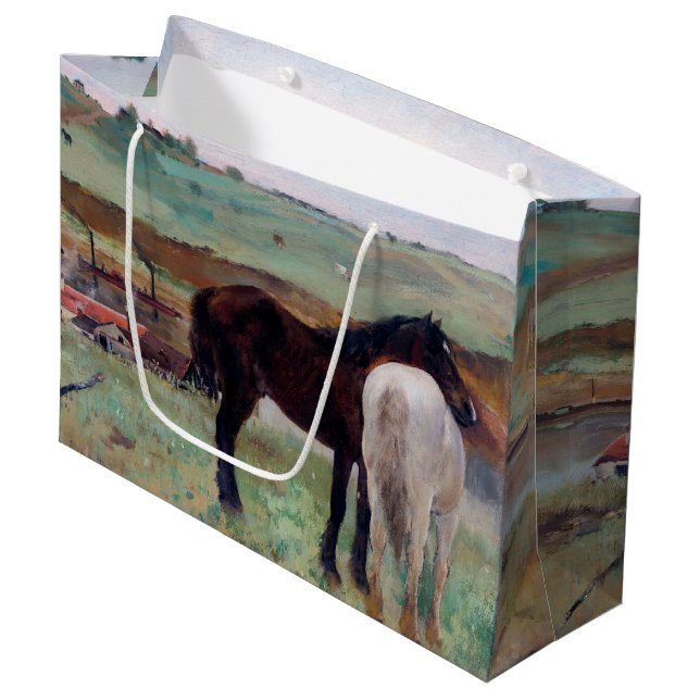 Pferd in einer Wiese, Edgar Degas große Geschenkta Geschenktüte (Vorderseite Schrägansicht)