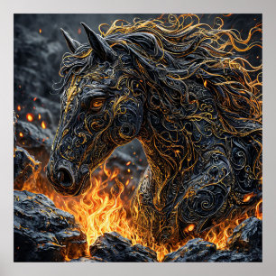 Pferd in Flammen Kunstgeschenk für Pferdeliebhaber Poster