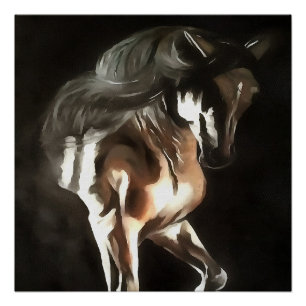 Pferd in Flaxen Kastanienbraun auf schwarz Poster