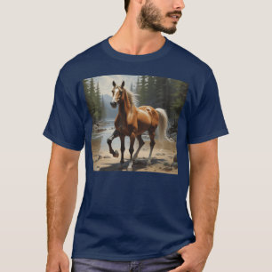 Pferd in freier Wildbahn lustig T-Shirt