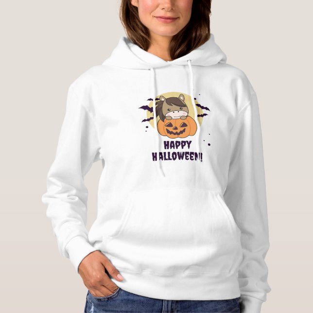 Pferd in Pumpkin Sweet Horses Happy Halloween Hoodie (Vorderseite)