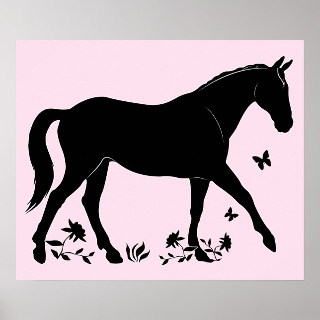 Pferd in Silhouette Poster (Vorne)
