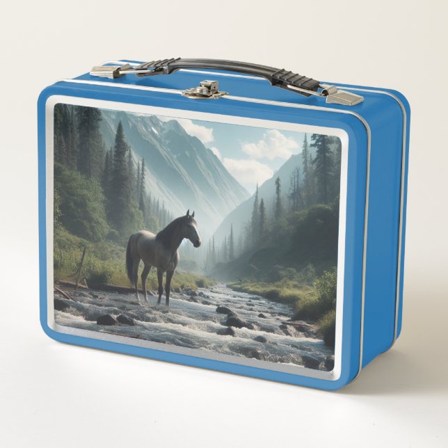 Pferd in Stream Metal Lunchbox (Vorderseite)