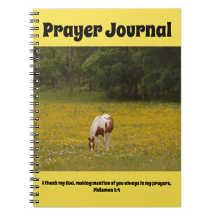Pferd in Weide von Wildblumen Gebet Journal Notizblock