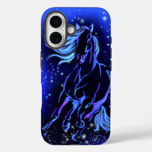 Pferd iPhone-Hülle läuft im blauen Mondlicht iPhone 16 Hülle
