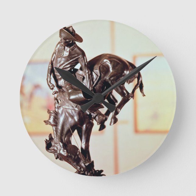 Pferd-Kerl (Bronze) Runde Wanduhr (Vorderseite)