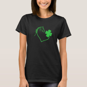 Pferd Kleeblatt Herz C Blatt St. Patrick's Day T-Shirt