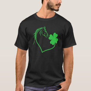 Pferd Kleeblatt Herz C Blatt St. Patrick's Day T-Shirt