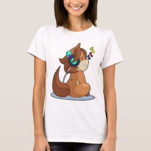 Pferd Kopfhörer Musik T-Shirt