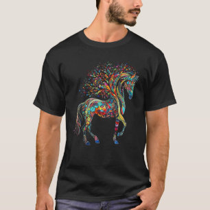 Pferd Kunstwerk Baum Bunt Tier Pferd 1 T-Shirt