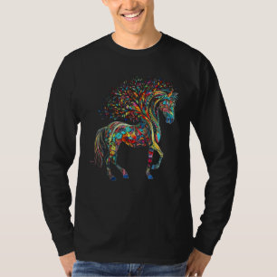 Pferd Kunstwerk Baum Bunt Tier Pferd T-Shirt