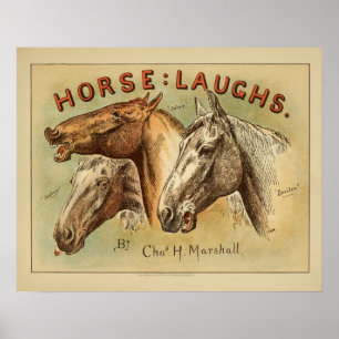 Pferd Lacht Vintage-Farbbild Kunst druckt Poster