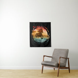 PFERD LAUFEND AM MEERESUFER MEERESBLICK WANDTEPPICH