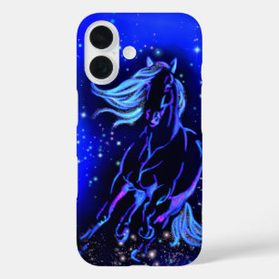 Pferd läuft Blau iPhone-Hülle Sternennacht iPhone 16 Hülle