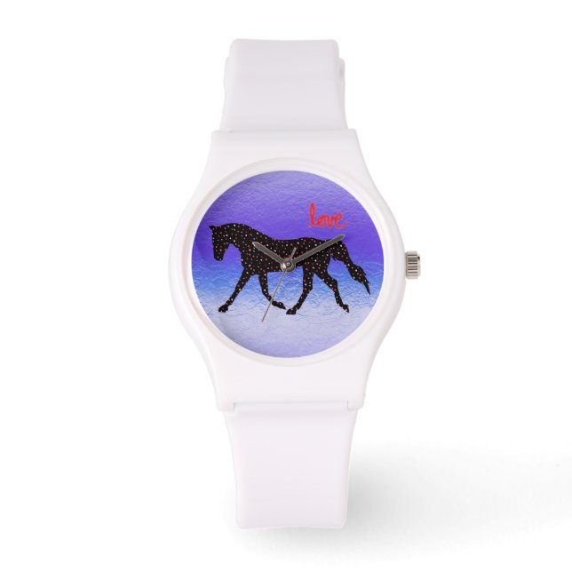 Pferd, Liebe und Herz Armbanduhr (Vorderseite)