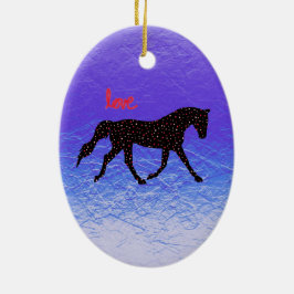 Pferd, Liebe und Herzen Keramik Ornament
