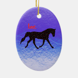 Pferd, Liebe und Herzen Keramik Ornament
