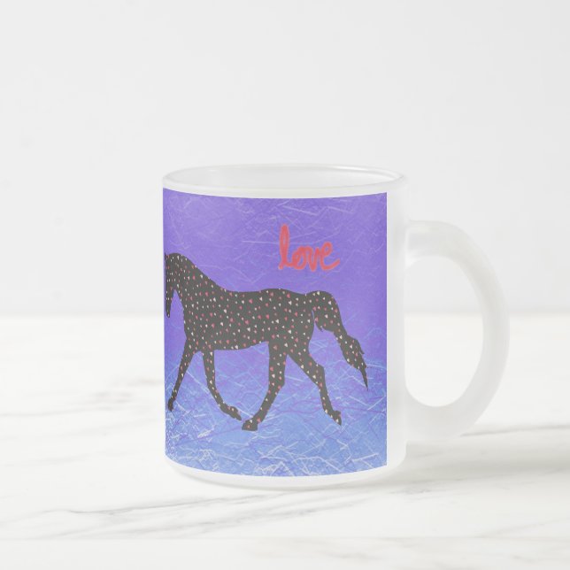 Pferd, Liebe und Herzen Mattglastasse (Rechts)