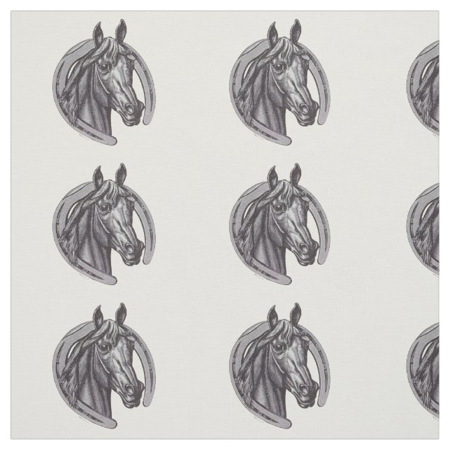 Pferd Lover Große Hufeisen Vintage Sketch Tier Stoff (Muster)