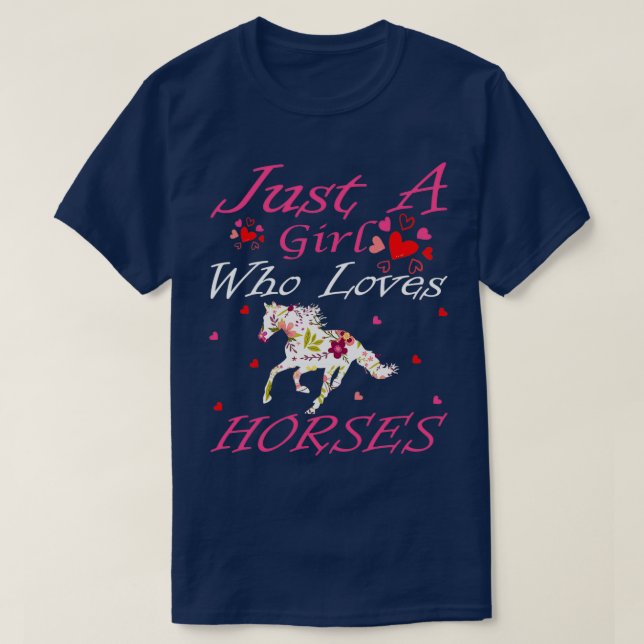 Pferd Lover Just a Girl Wer Lieben Pferde 9 T-Shirt (Design vorne)