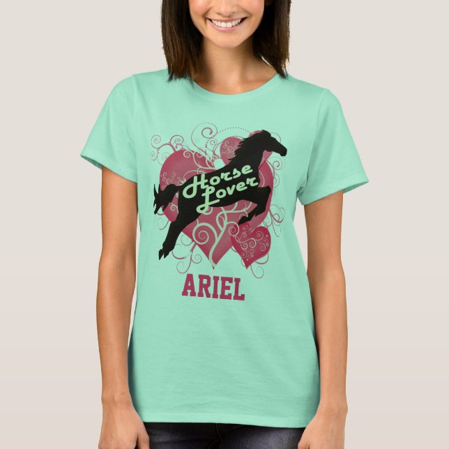 Pferd Lover Personalisiert Ariel T-Shirt (Vorderseite)
