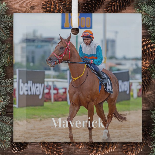 Pferd Lover Personalisiertes Heimtier Foto Reittie Ornament Aus Glas (Von Creator hochgeladen)