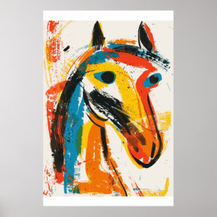 Pferd Lover Picasso Art Wasserfarben Poster