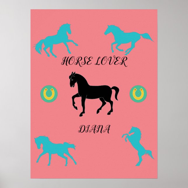 Pferd-Lover-Poster mit personalisiertem Namen. Poster (Vorne)