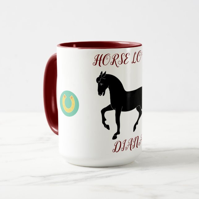 Pferd Lover zwei kräftige Tasse mit personalisiert (Vorderseite Links)