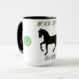 Pferd Lover zwei Töne Tasse mit personalisiertem N
