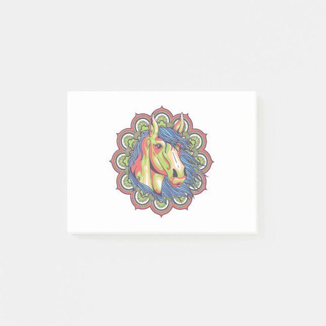 Pferd Mandala Post-it Klebezettel (Vorderseite)