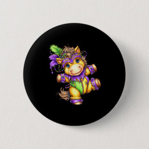 Pferd Mardi Gras Nola Maske Perlen Niedlich Kinder Button