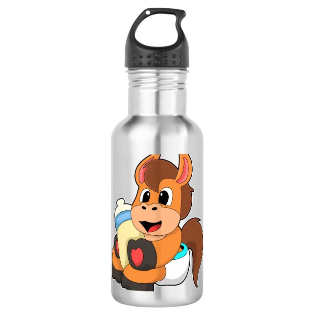 Pferd mit Babyflasche Edelstahlflasche (Vorderseite)