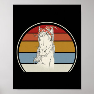 Pferd mit Bandana Pferd Lover Vintage Reitstunden Poster