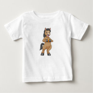 Pferd mit Becher Orangensaft Baby T-shirt