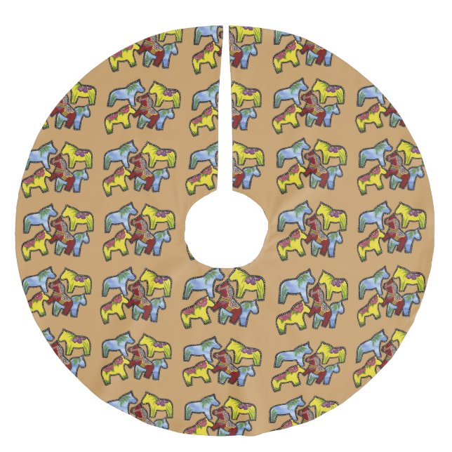 Pferd mit einer anderen Farbe Weihnachtsbaumrock Polyester Weihnachtsbaumdecke (Vorderseite)