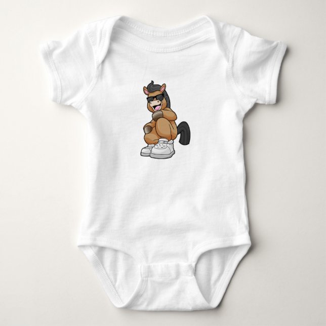 Pferd mit großen Schuhen Baby Strampler (Vorderseite)