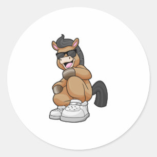 Pferd mit großen Schuhen Runder Aufkleber