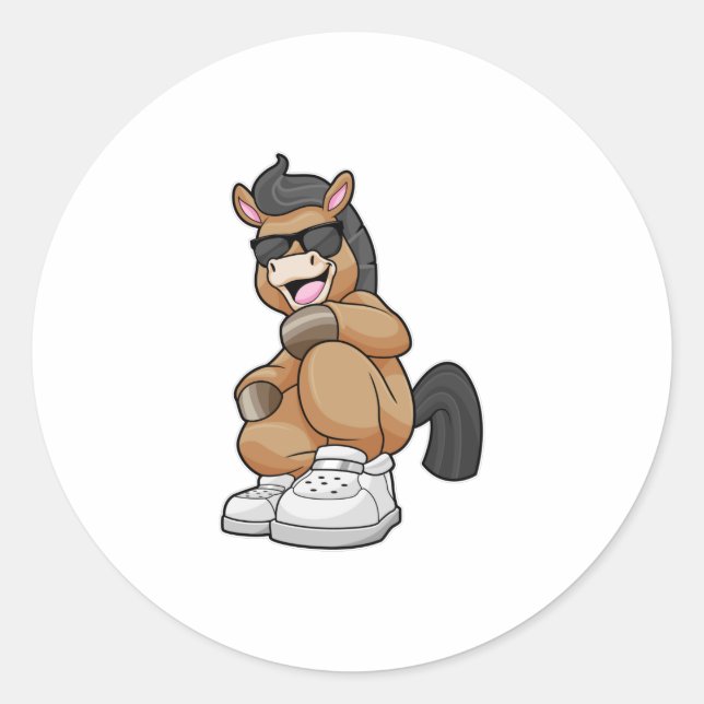 Pferd mit großen Schuhen Runder Aufkleber (Vorderseite)