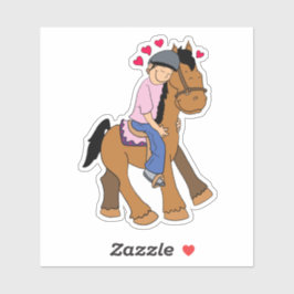 Pferd mit Herz rosa Rider Sticker